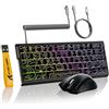 MAMBASNAKE ATTACK SHARK X68 HE Tastiera a Grilletto Rapido, Mouse R1 e Cavo a Spirale da 8 KHz, Tastiera Magnetica da 8KHz con Precisione RT di 0,01mm, Mouse da Gioco Wireless R1 - Contorni Neri