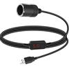 RIIEYOCA Cavo Convertitore Presa Accendisigari da USB A, Adattatore Accendisigari da 5V a 12V Femmina a USB A con Display Digitale per Dash Cam, Rilevatore Radar (0,7 m / 2,3 FT)