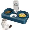 BAYINBROOK Doppia ciotola per animali domestici,3 in 1Doppio Ciotole per Gatti,Distributori Automatici di Cibo & Acqua,Set di Ciotole Doppie per Cani di Taglia Piccola o Media (blu)