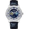 FORSINING Orologio da uomo di moda cinturino in vera pelle automatico meccanico orologio da polso per uomo impermeabile business starry Sky Diamond Big Dial Luminous, Blu