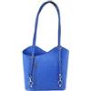 Chicca Borse Borsa a Spalla da Donna Stampa Struzzo in Vera Pelle Made in Italy 28x30x9 Cm (Bluette)