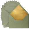 NEUSER PAPIER 10 buste DIN C5 15,6 x 22 cm, in carta kraft verde con fodera in seta dorata, adesivo umettabile, buste vuote in carta riciclata, serie UmWelt
