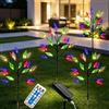 XRR Luci solari per esterni, confezione da 4 pezzi, 16 LED, a forma di fiore, multicolore, impermeabile IP65, 1600 lumen, 32 x 11 x 6 cm, luci da giardino, luci per esterni, luce solare