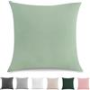 TOCOMOA Set di 2 federe per cuscini da 40 x 40 cm, al 100% in cotone lavato, certificate Oeko-TEX, effetto lino e traspiranti, con chiusura lampo, colore: verde menta