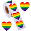 YUEXNKO Rotolo Pride Adesivi, Pride Sticker Decorative, Adesivi a Forma di Cuore, Adesivi Arcobaleno Rotolo, per Regali, Buste, Eventi Di Gruppo