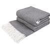 LYHome Сoperta Cotone - Copriletto per Letto Divano, Copridivano Singolo Una Piazza e Mezza Matrimoniale, Plaid Mezza Stagione, Coperte Estivo, Primaverile (140 x 200 cm | Grigio - Bianco Diamante)