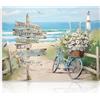 Dazzlewall Poster Artistico da Spiaggia per il Bagno, Stampe Murali di Biciclette Costiere, Decorazione Murale Paesaggio Marino, Quadro Blu Spiaggia per la Camera da Letto 30x40 cm Senza Cornice