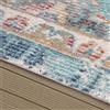 Paco Home Tappeto Per Esterno Terrazzo Balcone Tappeto Cucina Motivo Persiano Moderno Bordura Blu Beige, Dimensione:Ø 160 cm tondo