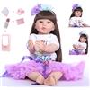 RUNGQIANY Realistica 55 cm Bambole Reborn-Bambole Reborn Realistica, 22 Pollici, con Accessori, Vestito Viola e Fiore Bambole Reborn Femmina Ragazzi Ragazze Giocattoli Regali di Natale