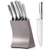 Drcowu 6 pezzi set di Coltelli da Cucina Professionale Con ceppo, include Coltello da Chef, Coltelli per Pane, Coltello per Bistecca, ecc. in Acciaio Inox.