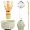 Mapille 5 in 1 Set Matcha Kit Accessori Cerimonia Tè Giapponese Matcha con Ciotola Matcha, Frusta Matcha in Bambù Naturale Paletta Porta Frullino per Tradizionale Tè Cerimonia (Verde Erba)