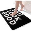 QJHOMO Tappeto da bagno bianco e nero, piccolo, antiscivolo, lavabile, grazioso tappeto da bagno, decorazione per il bagno, morbido, in morbida microfibra, assorbente, 40 x 60 cm