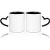 MR.R Tazze da caffè vuote sublimazione da 311,8 ml, tazza bianca con interno e manico a cuore, set da 2