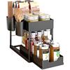 sunlight encounter Scaffale sottolavello a 2 Livelli,Organizzatore Sotto il Lavandino,Scorrevole Scaffale Portaoggetti con 6 Ganci,Estraibile Cassetti Organizer per Cucina Bagno per Cucina Nero