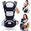 QUIMETS | Marsupio neonato 0-36 mesi ergonomico 6 in 1 - Zaino porta bambino regolabile con seduta removibile, supporto lombare, tessuto traspirante e mussola in omaggio