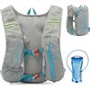 TRIWONDER Zaino da Corsa Leggero 5L, Zaino Trail Running Uomo Donna, Strisce Riflettenti 360° Rete 3D Traspirante per Running Ciclismo Trekking (Grigio - Zaino con 1 sacca idrica 2 L, Taglia Unica)