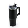 Muitomas Tazza Termica da Viaggio in Acciaio con Cannuccia, per Bevande Calde e Fredde, 900 ml, Colore Nero