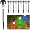 CUQOO Luci Solari da Esterno 10 Pz | LED RGB Catena Giardino IP65 Paletti