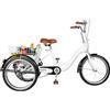 Tagtuell Triciclo per adulti 20 pollici, 3 ruote per adulti con cesto di verdure leggero, Triciclo per adulti triciciclo bici per ricreazione, shopping
