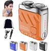 Generic Rasoio elettrico rotativo portatile a doppio anello, 2025, mini rasoi portatili da uomo, ricaricabile tramite USB, impermeabile, rasoio tascabile per barba e peli del corpo, rasoio elettrico da
