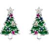LINSTER Orecchini albero di Natale da donna Argento sterling 925 Orecchini a bottone per albero di Natale Regali di gioielli per feste di Natale per le donne