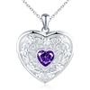 MicLee Collana Ciondoli Cuore di Foto da Donna in Argento 925 Pendenti Medaglioni con Foto Creativo Collane con Zircone Cuore Viola Ciondolo Apribile