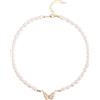 Ouran Collana di perle d'acqua dolce con perle autentiche da 6 mm - ciondolo di perle a forma di farfalla, fatto a mano