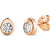 Miore Orecchini Donna Punto Luce con Zirconi - Argento Sterling 925 Placcato Oro Rosa 18K 750, Orecchini Piccoli con Zirconi Brillanti. Bottoni anallergici. Chiusura con perno passante e farfalla.
