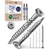 NietFullThings Viti a testa bombata per terrazze, 5 x 80, in acciaio inox A2, viti a testa bombata Torx, spessore 5 mm, 500 pezzi, viti per legno Torx, lunghezza 80 mm, con 2 punte Torx