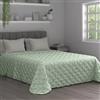 Dorian Home - Trapuntino Leggero 100% Puro Cotone Morbido Certificato Traspirante, Copriletto Estivo e Autunnale Trapuntato Ideale 4 Stagioni (Canva Verde, Matrimoniale)