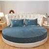 KXCAQ Copriletto rotondo in corallo copriletto rotondo in velluto di cristallo per letto Copriletto trapuntato imbottito in pile di corallo Materasso rotondo2.2M Lakeblue