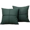 KIJING 2 federe per cuscini in finta pelle, decorative, moderne, 45 x 45 cm, per divano, sedia, letto (verde bottiglia)