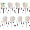 WAFTING Set di 8 Sedie da Pranzo, Sedia a Forma di Conchiglia in Ciniglia e Gambe in Metallo, Comfort Moderno per la Casa e l'Ufficio, Beige