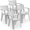Tomaino - Set 4 Sedie Da Giardino In Plastica Maya - Sedie Plastica Impilabili Con Braccioli e Schienale a Doghe - Sedia Giardino Per Esterno, Terrazzo o Bar - Bianco