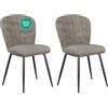 WAFTING Set di 2 Sedie da Pranzo, Sedia a Forma di Conchiglia in Ciniglia e Gambe in Metallo, Comfort Moderno per la Casa e l'Ufficio, Grigio-bruno