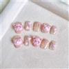 MouyouGlow Fatto a mano Unghie Finte Corte MouyouGlow,Squoval Kawaii Cute Rosa 3D Pink Nero Cuore Love Carton Y2K Coquett Utilizzabile Press on Nails con Gel Pad,Handmade Fake Nails 10Pz 510-M