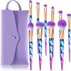 START MAKERS Pennelli Make Up Start Makers 10 Pezzi Set di Pennelli per Trucco Diamond per Fondotinta Polvere Sciolta Blush Correttore Ombretto Con Custodia da Viaggio - Blu Viola