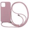 PuYu Zhe Cover con Cordino compatibile con iPhone 15,Cellulare Girocollo Custodia con Corda Silicone Case TPU Bumper Regolabile Necklace laccio Shell-Rosa sabbia