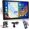 Inefala Autoradio Bluetooth 1 Din Compatibile con Carplay Android Auto, 9 Pollici Touchscreen Stereo Auto Supporta Bluetooth Vivavoce/Mirror Link/FM Radio/USB/EQ con Telecamera Posteriore