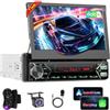 Inefala Autoradio 1 Din Carplay Wireless con Schermo Retrattile Motorizzato con Android Auto, 7 Pollici Touchscreen Stereo Auto Supporta Bluetooth/Mirror Link/FM/USB EQ DAB con Telecamera Posteriore