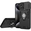 BORYA Cover per Motorola Moto G75, Antiurto Ultra Sottile Silicone TPU + PC Custodia, Antigraffio Caso con Magnetico Metallo Supporto e Cursore Dell'obiettivo. Nero