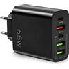 AXFEE 65W Caricatore Rapido USB Multipla PD & QC3.0, Alimentatore Caricabatterie Spina USB-C 5Porto,da Muro, Carica Cellulare per iPhone 17/16/15/14/13/12/11/Pro/Pro Max,Samsung Galaxy,Xiaomi,Huawei