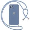 Oelrstfe Cover per Xiaomi 11 Lite 5G NE/Mi 11 Lite 4G/5G con Cordino,Custodia Silicone Morbido Sottile con Motivo Cuore e Collana Laccio Tracolla,Antiurto Antigraffio Corda Collo Regolabile Case,Blu