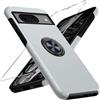 Viojrlra Cover per Google Pixel 8a 6,1 con 1 Vetro Temperato, Custodia Chiaro con Anello Magnetico a 360°, Ultra Sottile Silicone Bumper TPU Antiurto Protettiva Case Protettivo, Argento