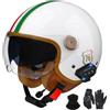 YQWDWD Casco da Moto Bluetooth con Visiera, Casco Aperto Certificato DOT/ECE, Casco Jet, Casco da Scooter, Casco da Ciclomotore, Caschi Aperti retrò Vintage H2,M=57~58CM