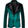 Botong Giacca da uomo Slim Fit Velluto Blazer Notch Risvolto Un Bottone Smoking Giacca Da Festa di Nozze Cappotto Abbigliamento Casual, Verde, 54