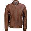 Xposed Mens Soft Real Leather Collar Bomber Jacket Vintage Biker Style Black, Tan Brown [with-Collar-Conic,6XL]
