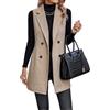 Juankrynord da Donna Senza Maniche Risvolto Bottone Anteriore Autunno Gilet in Tweed Giacca Gilet Lungo Gilet in Tweed Senza Maniche Giacca Gilet Autunno Giacca Abito Senza Maniche (Kaki,L)