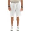 Giosal Bermuda Uomo Pantalone Corto Lino Tinta Unita Elastico in Vita Sartoriale (M, Bianco)