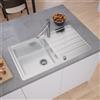 evineo m40 lavello da cucina con ripiano laterale La: 86 P: 50 cm, EV2004, m40 acciaio inox satinato lucido [Lavelli da Cucina > per Base Sottolavello a partire da 50 cm]